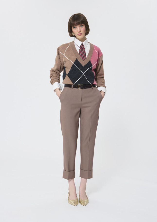 Philippa trousers beige in cold wool Taupe color TARA JARMON