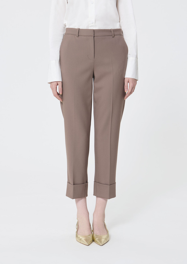 Philippa trousers beige in cold wool Taupe color TARA JARMON