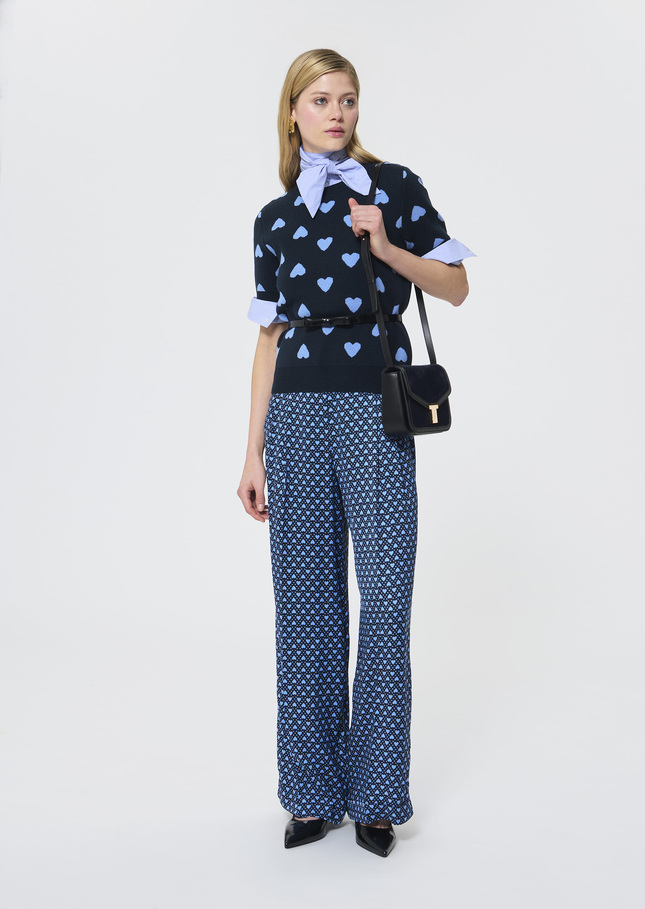 Polla sweater midnight blue jacquard hearts Night TARA JARMON