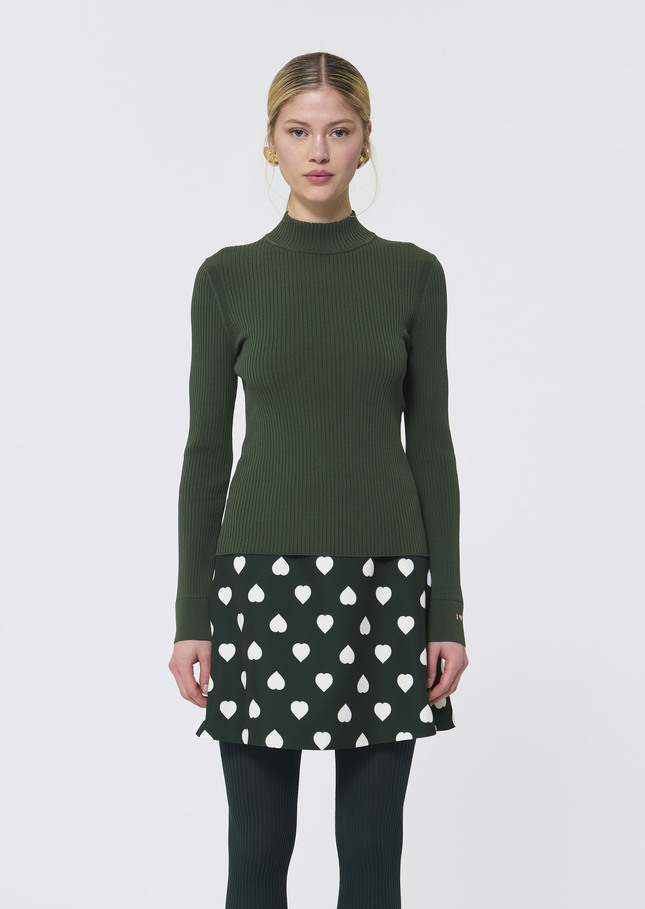 Prudie sweater extra-fine ribbed green knit Vert anglais TARA JARMON