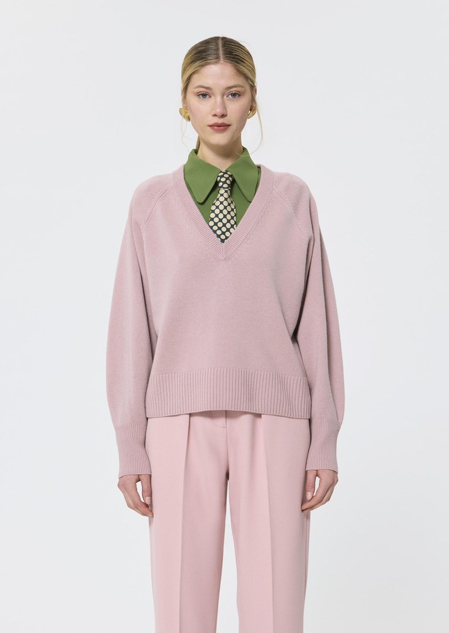 Paz sweater pale pink merino and alpaca wool Blush TARA JARMON