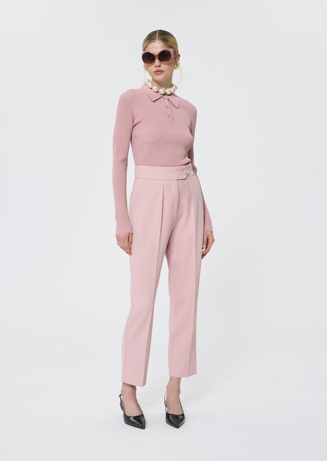 Priscilla Sweater pale pink extra-fine ribbed knit Blush TARA JARMON