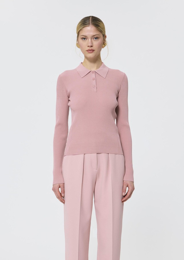 Priscilla Sweater pale pink extra-fine ribbed knit Blush TARA JARMON