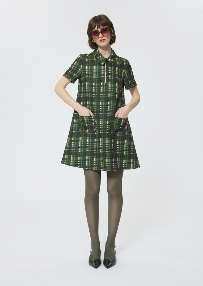 Rubina Dress green plaid double canvas Cactus TARA JARMON