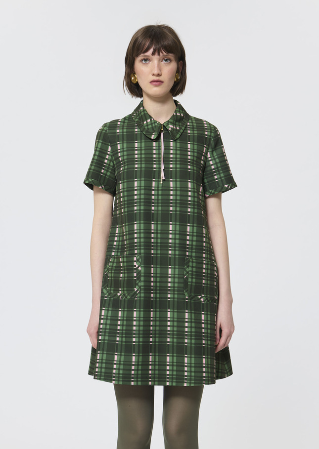 Rubina Dress green plaid double canvas Cactus TARA JARMON