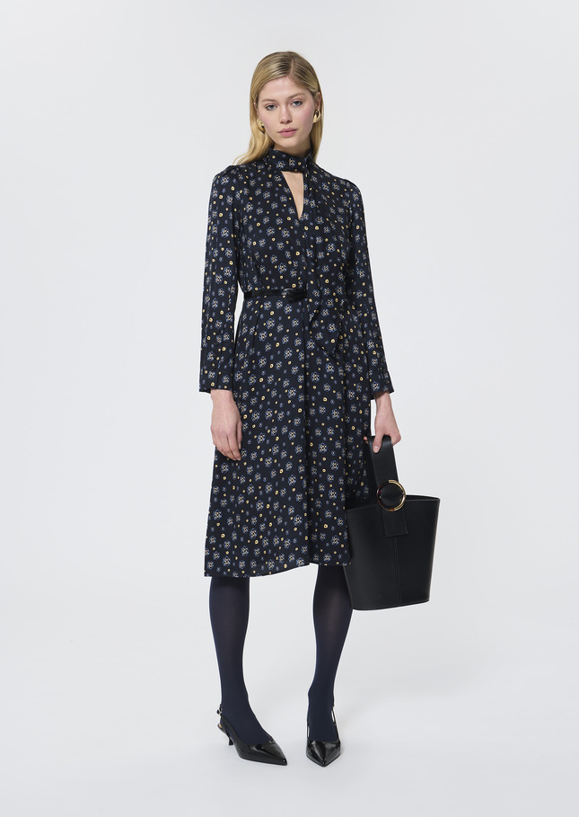 Rufus Dress midnight blue floral print Night TARA JARMON