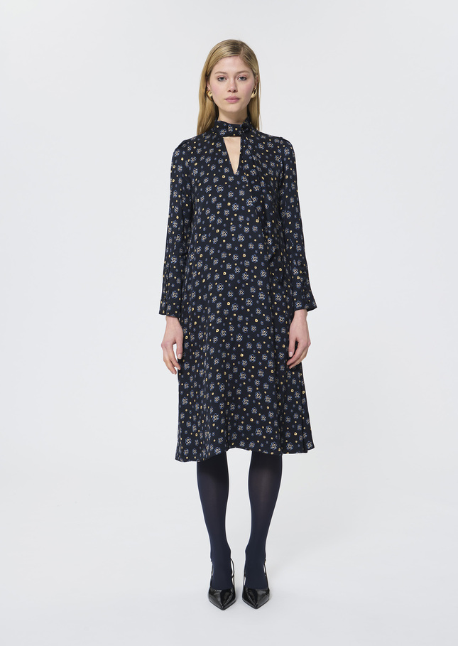 Rufus Dress midnight blue floral print Night TARA JARMON