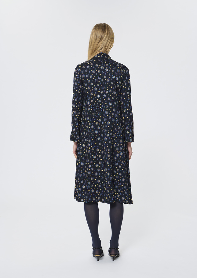 Rufus Dress midnight blue floral print Night TARA JARMON
