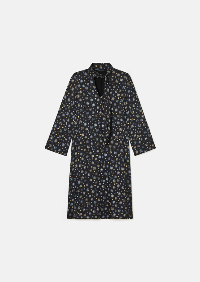Rufus Dress midnight blue floral print Night TARA JARMON