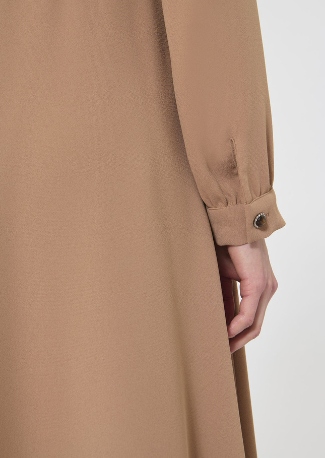 Rosalie Dress beige crepe Nut brown TARA JARMON
