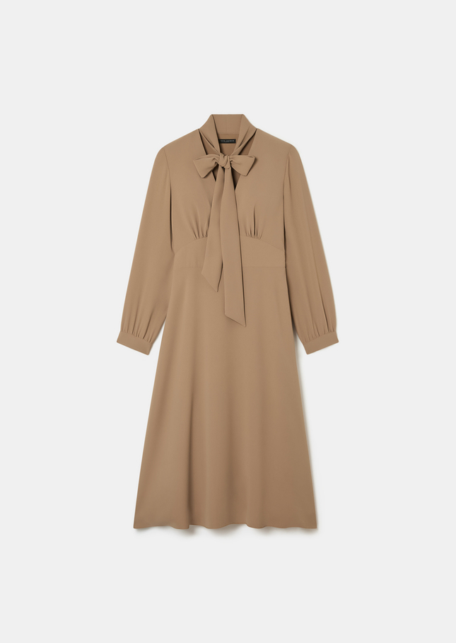 Rosalie Dress beige crepe Nut brown TARA JARMON