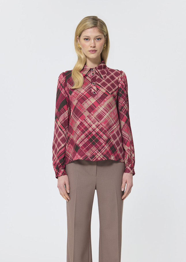Tonio top pink plaid print Raspberry TARA JARMON