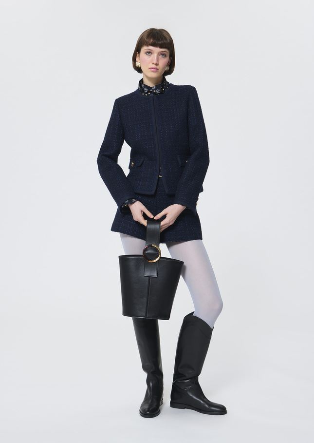 Velvet Jacket midnight blue iridescent tweed Night TARA JARMON