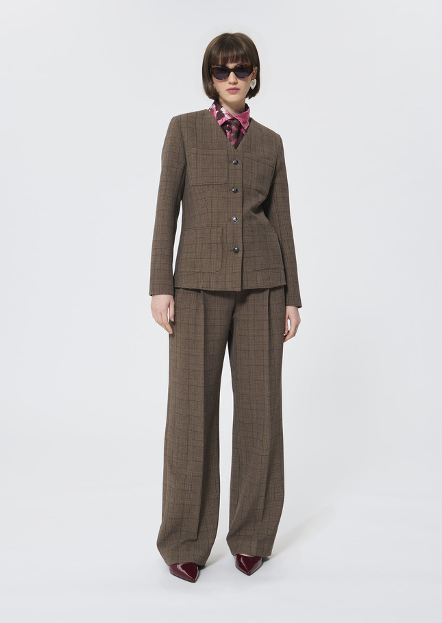 Vittoria jacket beige Prince of Wales check Taupe color TARA JARMON