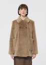 Melba Coat beige faux fur Taupe color TARA JARMON