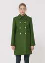 Marceau coat green woolen cloth Cactus, Chocolate TARA JARMON