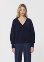 Paz sweater midnight blue merino and alpaca wool Blush, Lemon yellow, Night TARA JARMON