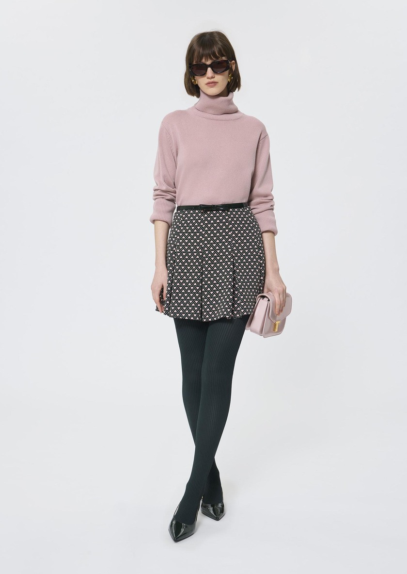 Justine Skirt green with small heart print Vert anglais TARA JARMON