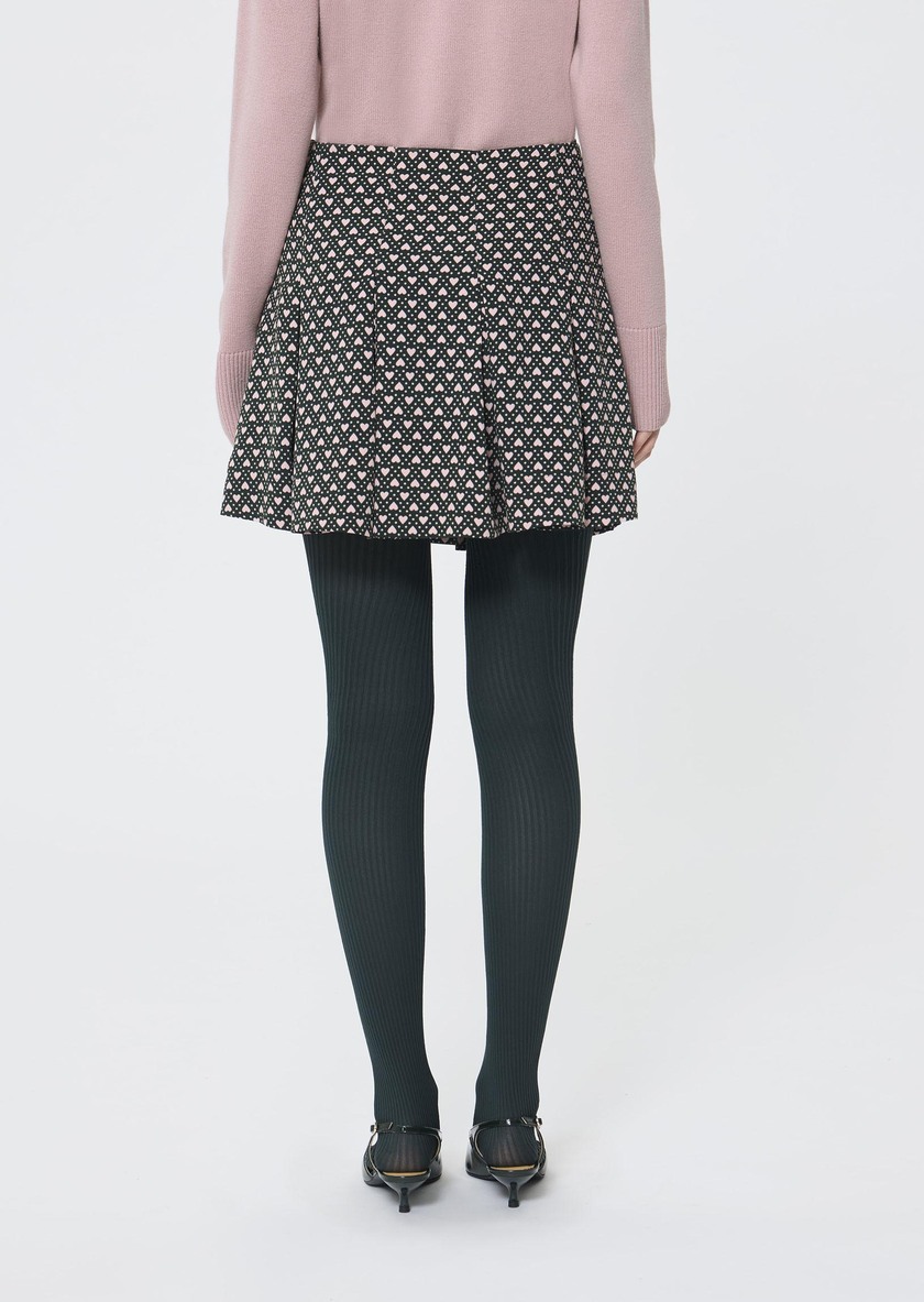 Justine Skirt green with small heart print Vert anglais TARA JARMON