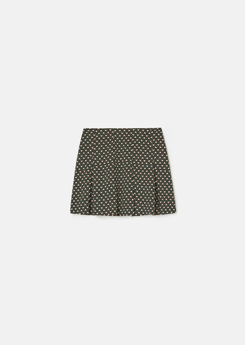 Justine Skirt green with small heart print Vert anglais TARA JARMON