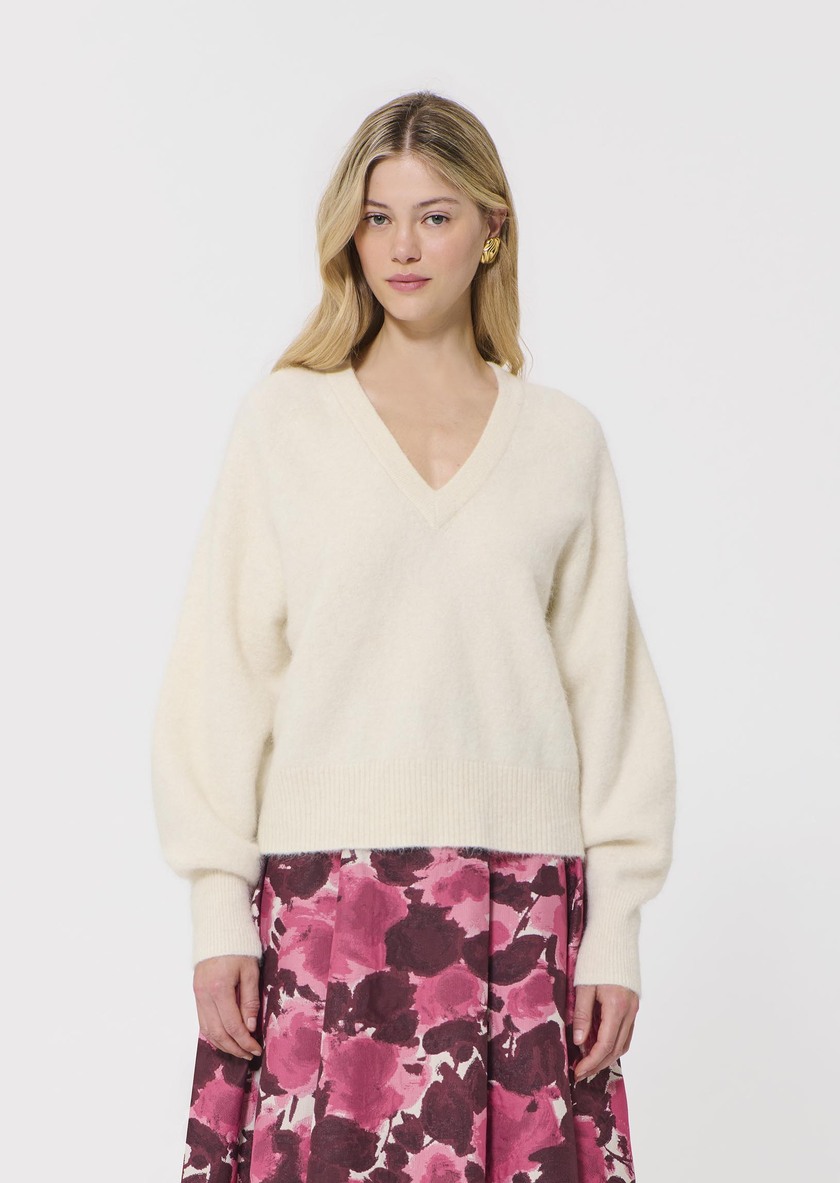Paz sweater ecru in wool and alpaca Off-white TARA JARMON