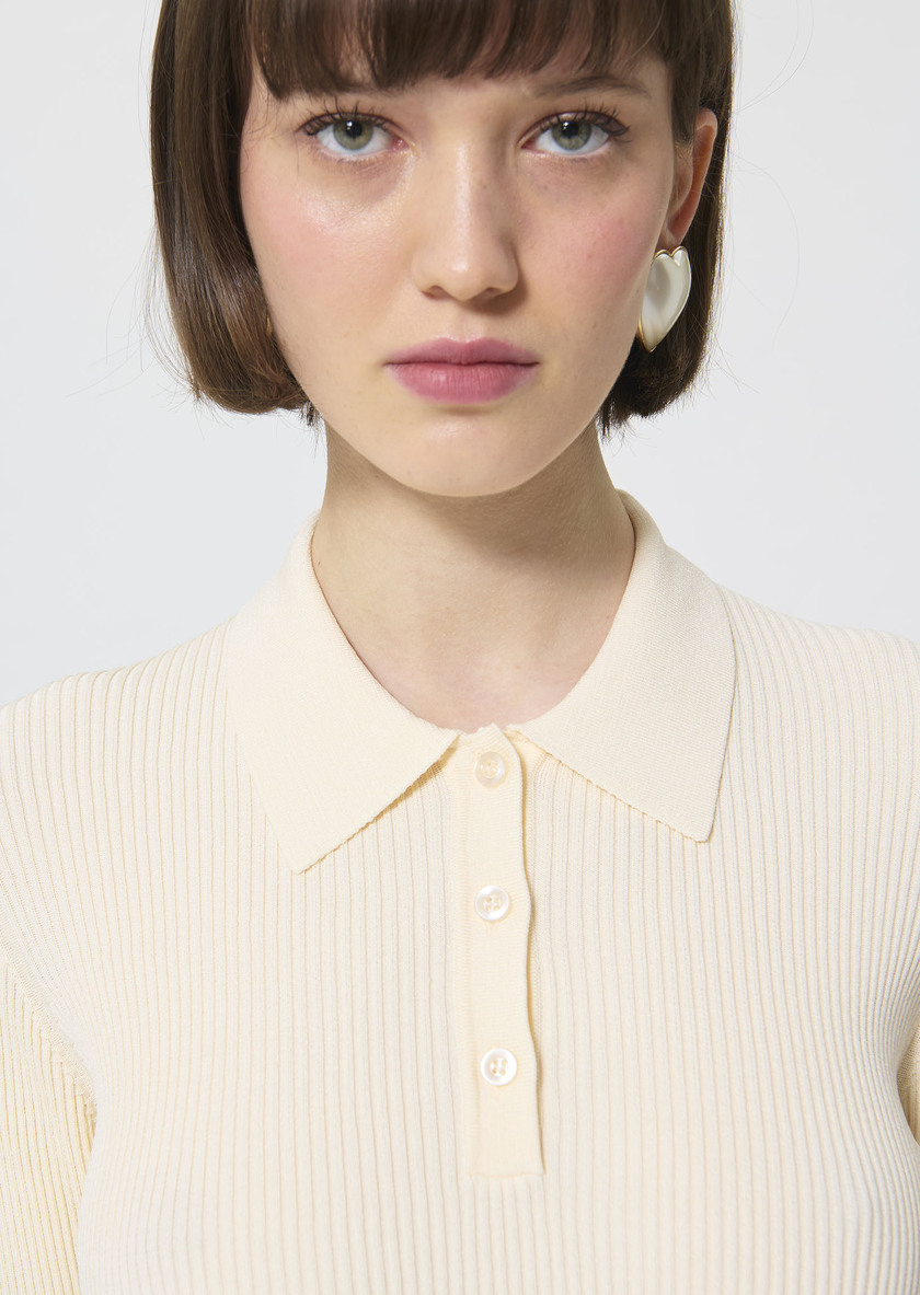 Priscilla Sweater ecru in extra-fine ribbed knit Off-white TARA JARMON