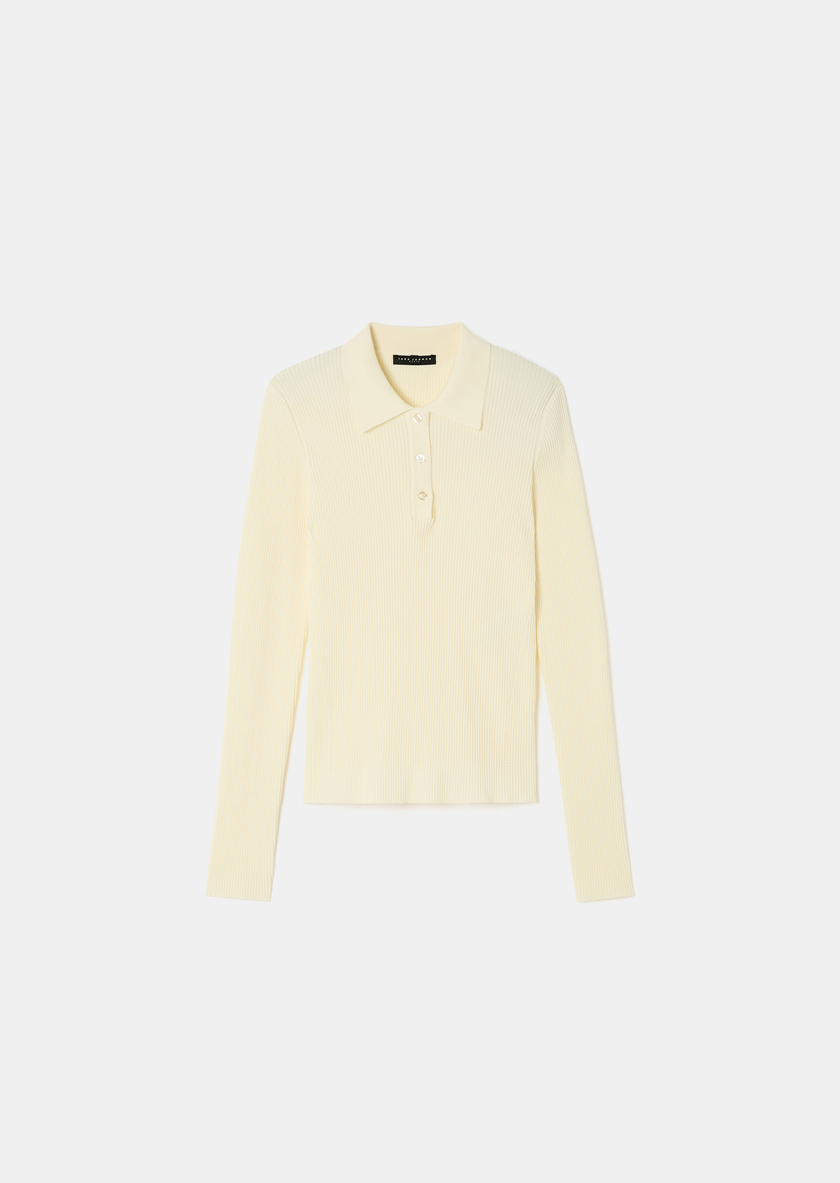 Priscilla Sweater ecru in extra-fine ribbed knit Off-white TARA JARMON