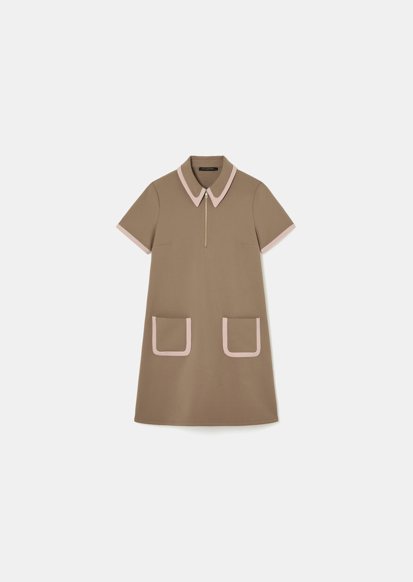 Rubina Dress beige double canvas Taupe color TARA JARMON