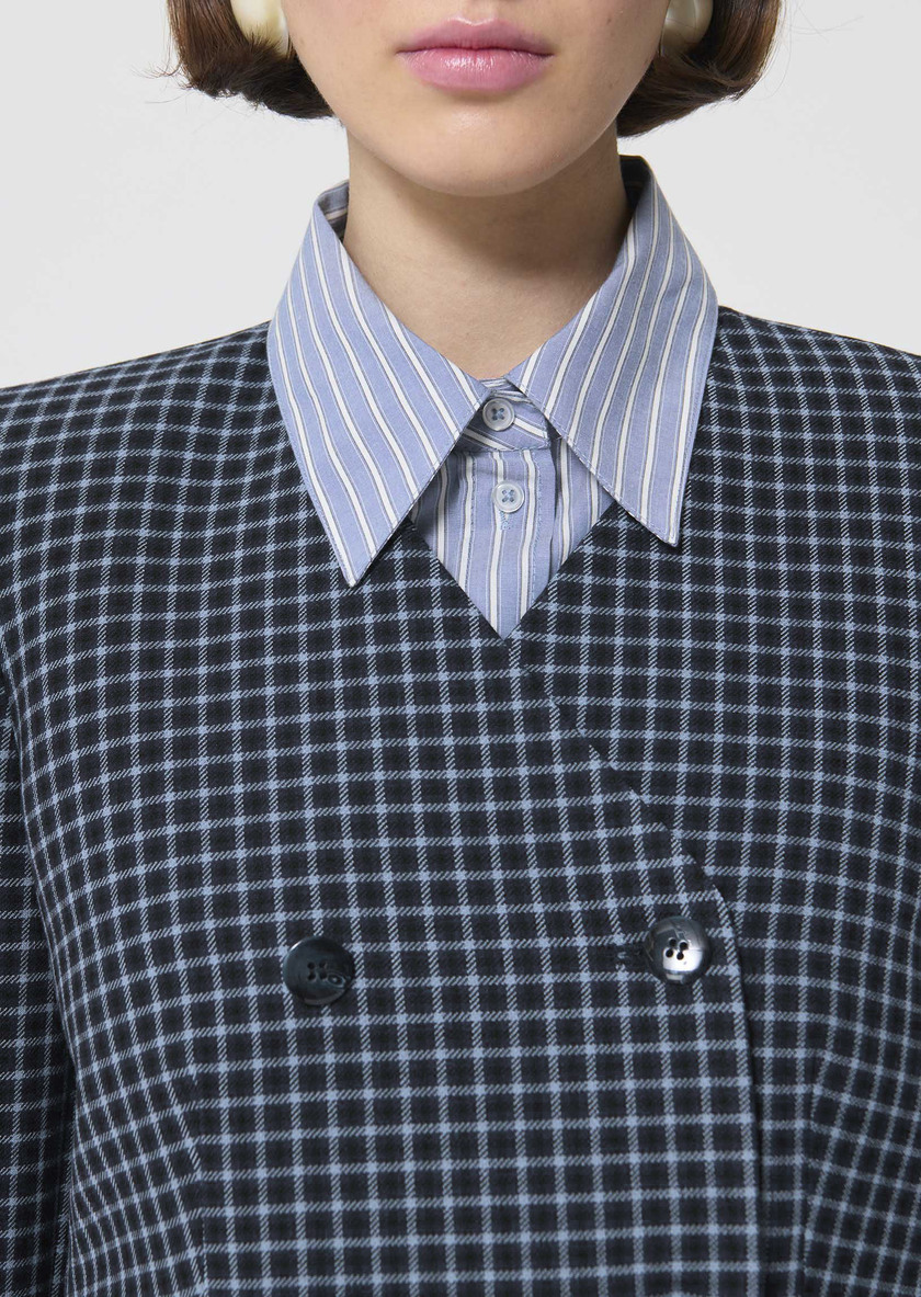 Vermeil Jacket navy blue with small checks Night TARA JARMON