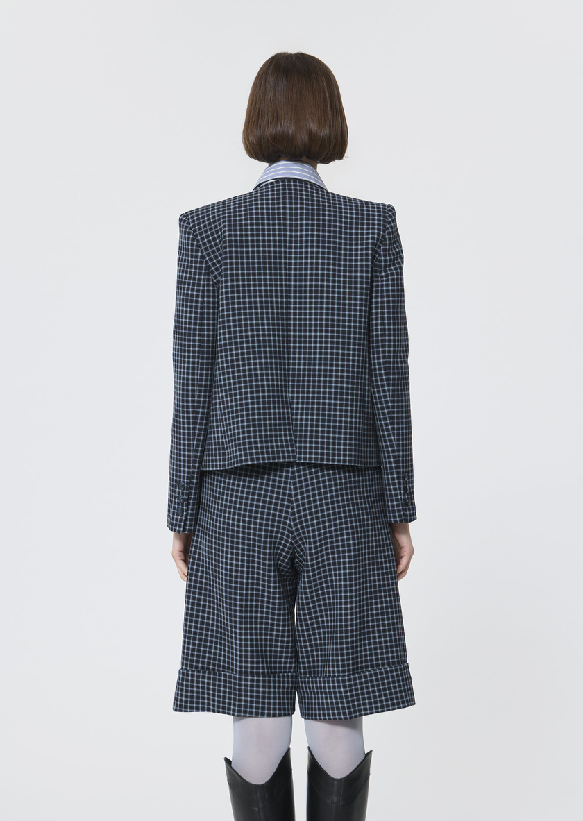 Vermeil Jacket navy blue with small checks Night TARA JARMON