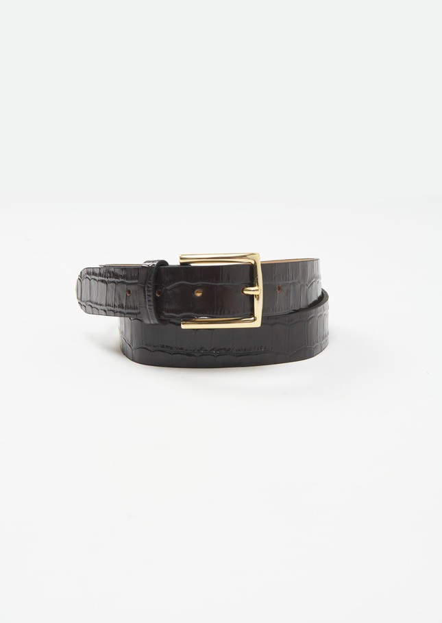 Léa Belt brown crocodile-embossed leather Chocolate TARA JARMON
