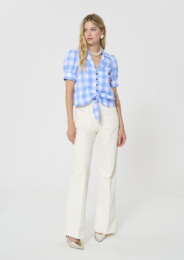 Côme shirt sky blue in gingham in poplin Horizon TARA JARMON