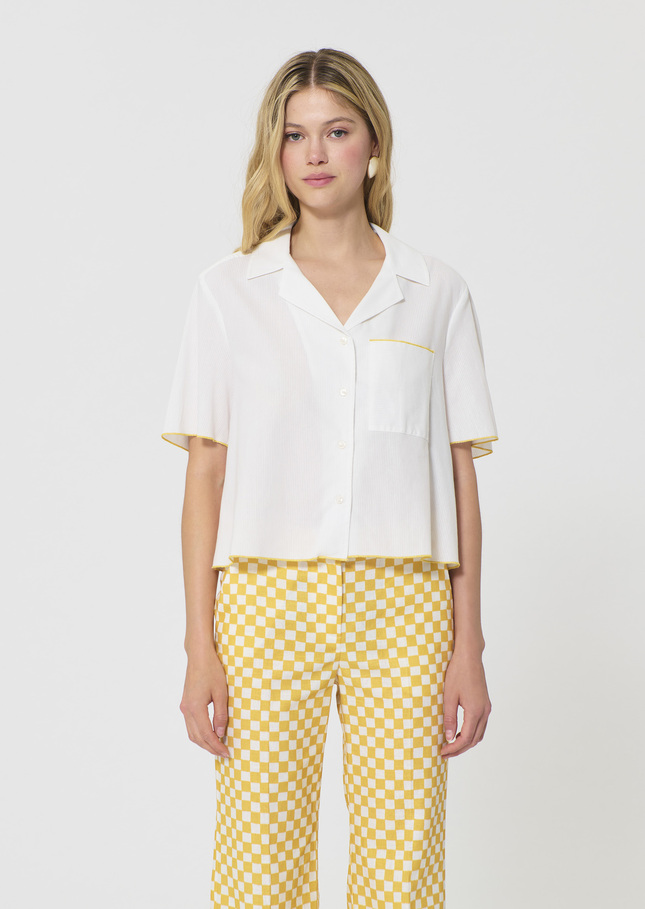 Coraline Shirt ecru ribbed cotton Off-white TARA JARMON