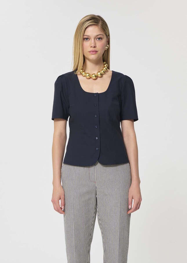 Camina shirt midnight blue poplin Night TARA JARMON