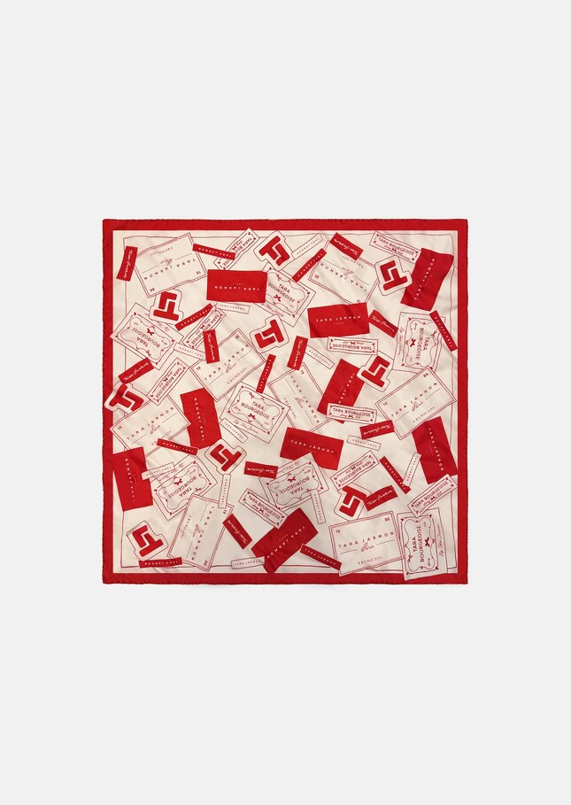 Eline scarf red silk print Cerise TARA JARMON