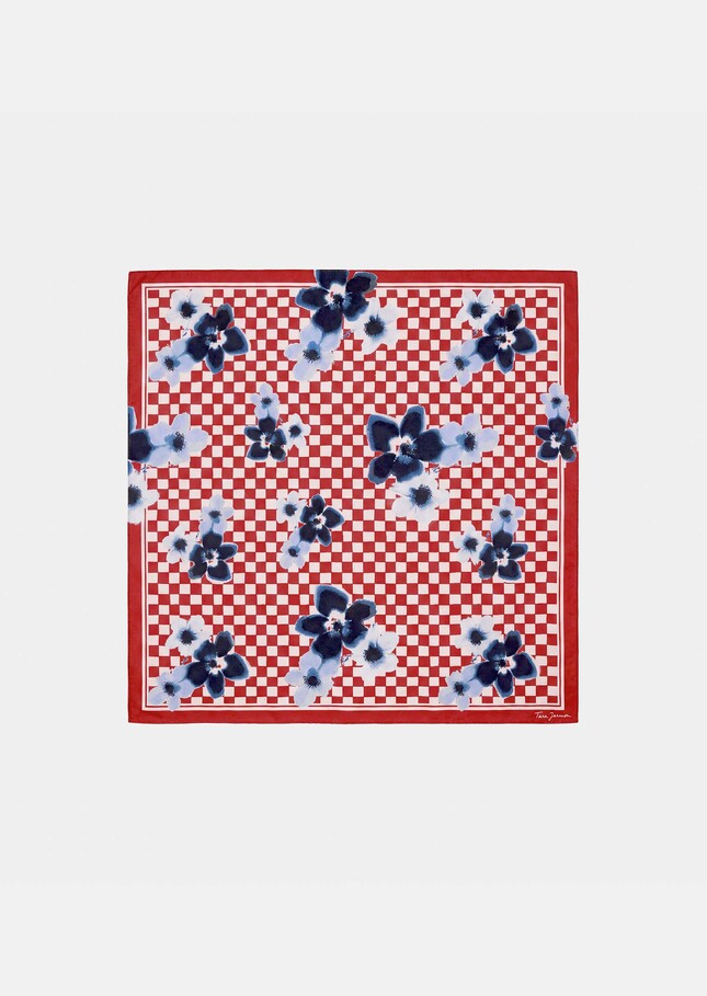 Emilio scarf red printed cotton Cerise TARA JARMON