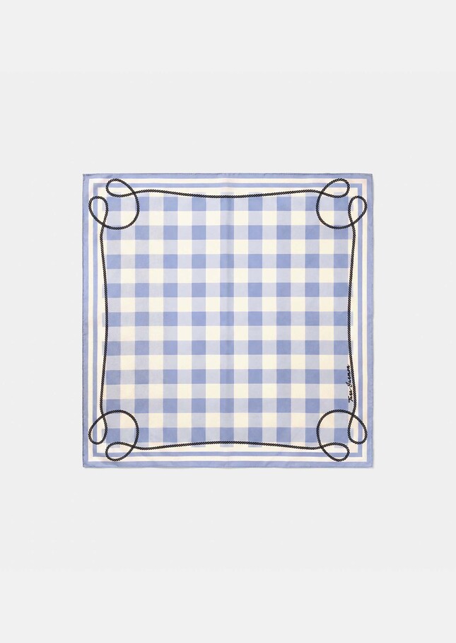 Eddie Scarf sky blue gingham cotton Horizon TARA JARMON