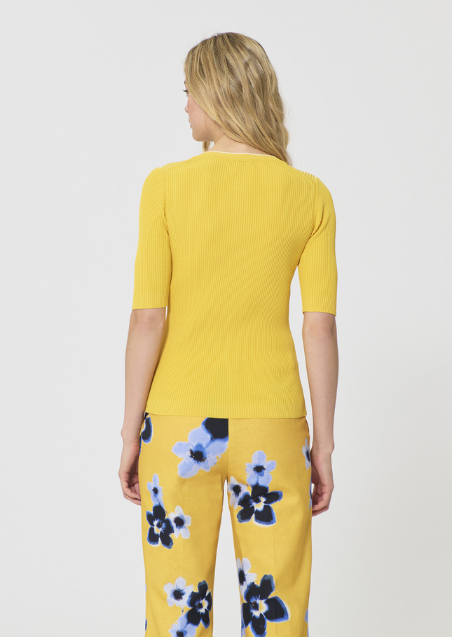 Gipsy Vest yellow ribbed knit Mimosa TARA JARMON
