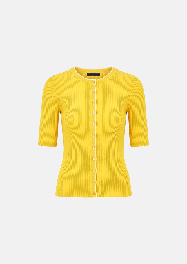 Gipsy Vest yellow ribbed knit Mimosa TARA JARMON