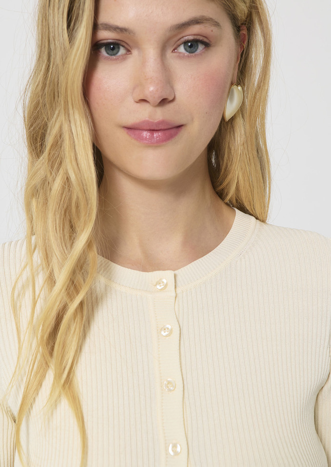 Gipsy Vest ecru ribbed knit Off-white TARA JARMON