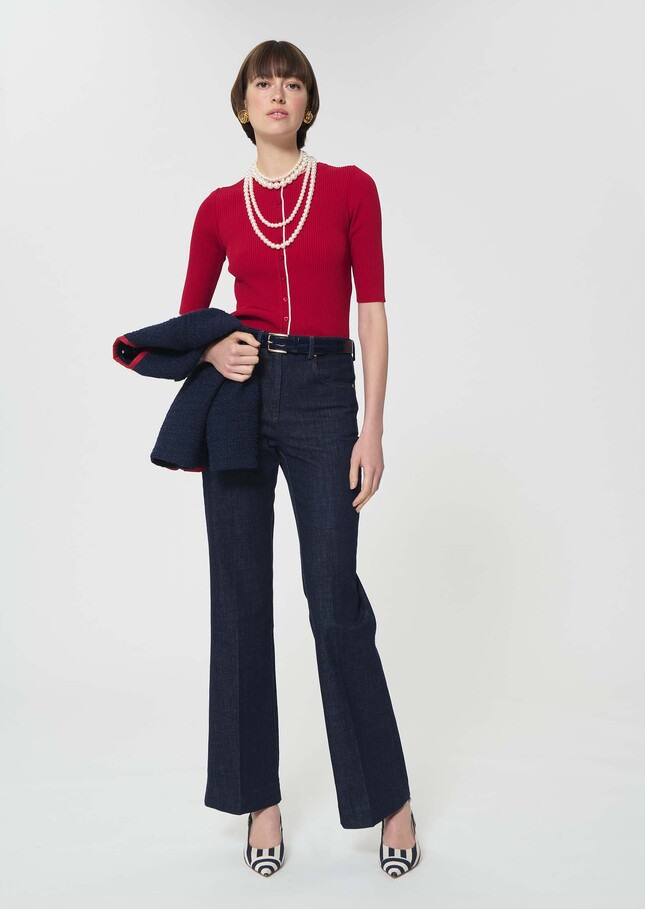Gipsy Vest red ribbed knit Cerise TARA JARMON