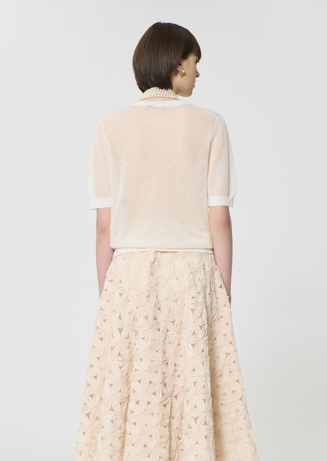 Gillie Vest ecru in extra fine mohair Off-white TARA JARMON