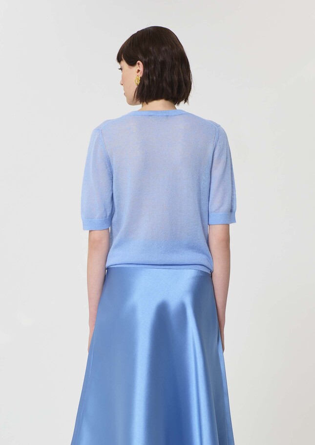Gillie Vest sky blue in extra fine mohair Horizon TARA JARMON