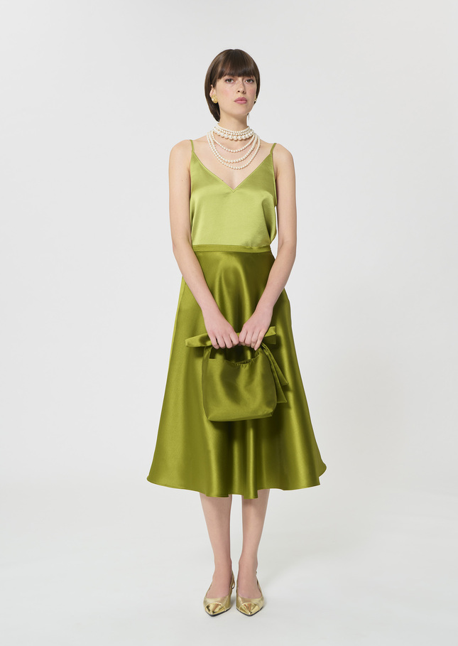 Josephine skirt green duchess satin Anis TARA JARMON