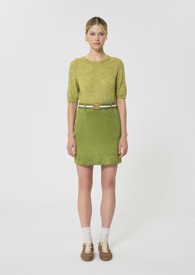 Janice Skirt green suede Pomme TARA JARMON