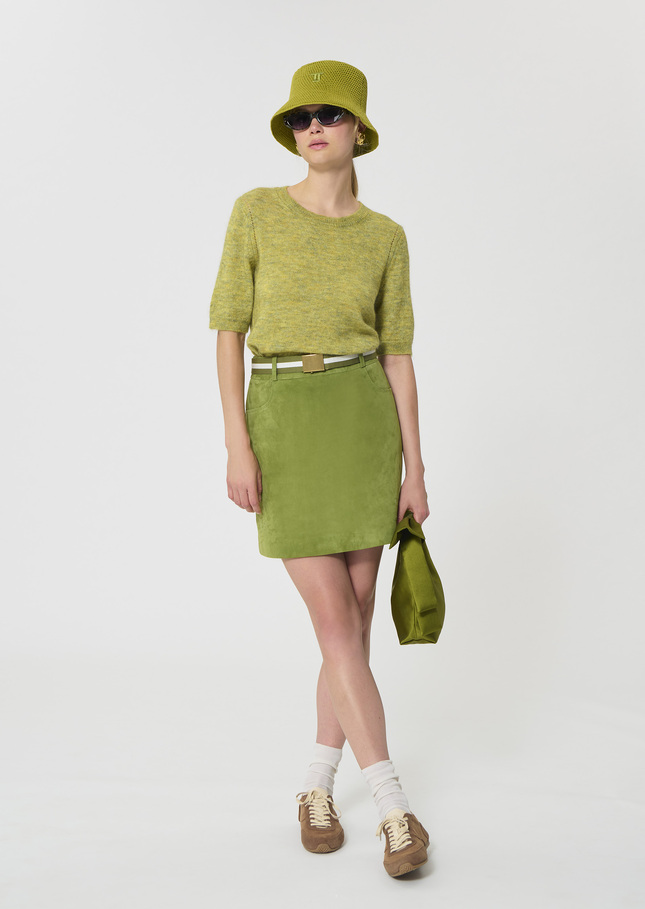 Janice Skirt green suede Pomme TARA JARMON