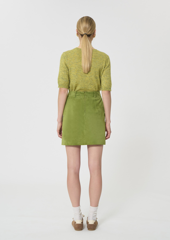 Janice Skirt green suede Pomme TARA JARMON