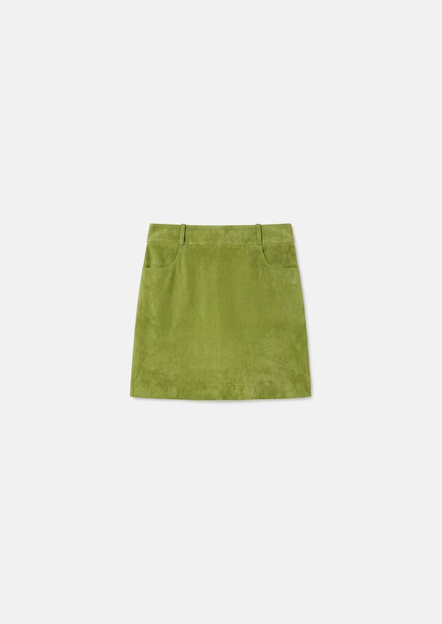 Janice Skirt green suede Pomme TARA JARMON