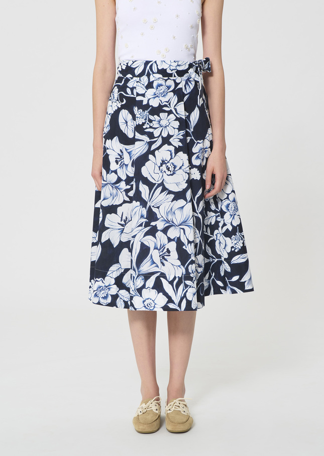 Jolly Skirt midnight blue floral print cotton Night TARA JARMON