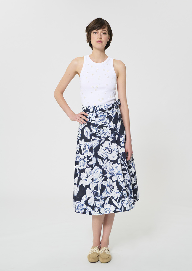 Jolly Skirt midnight blue floral print cotton Night TARA JARMON